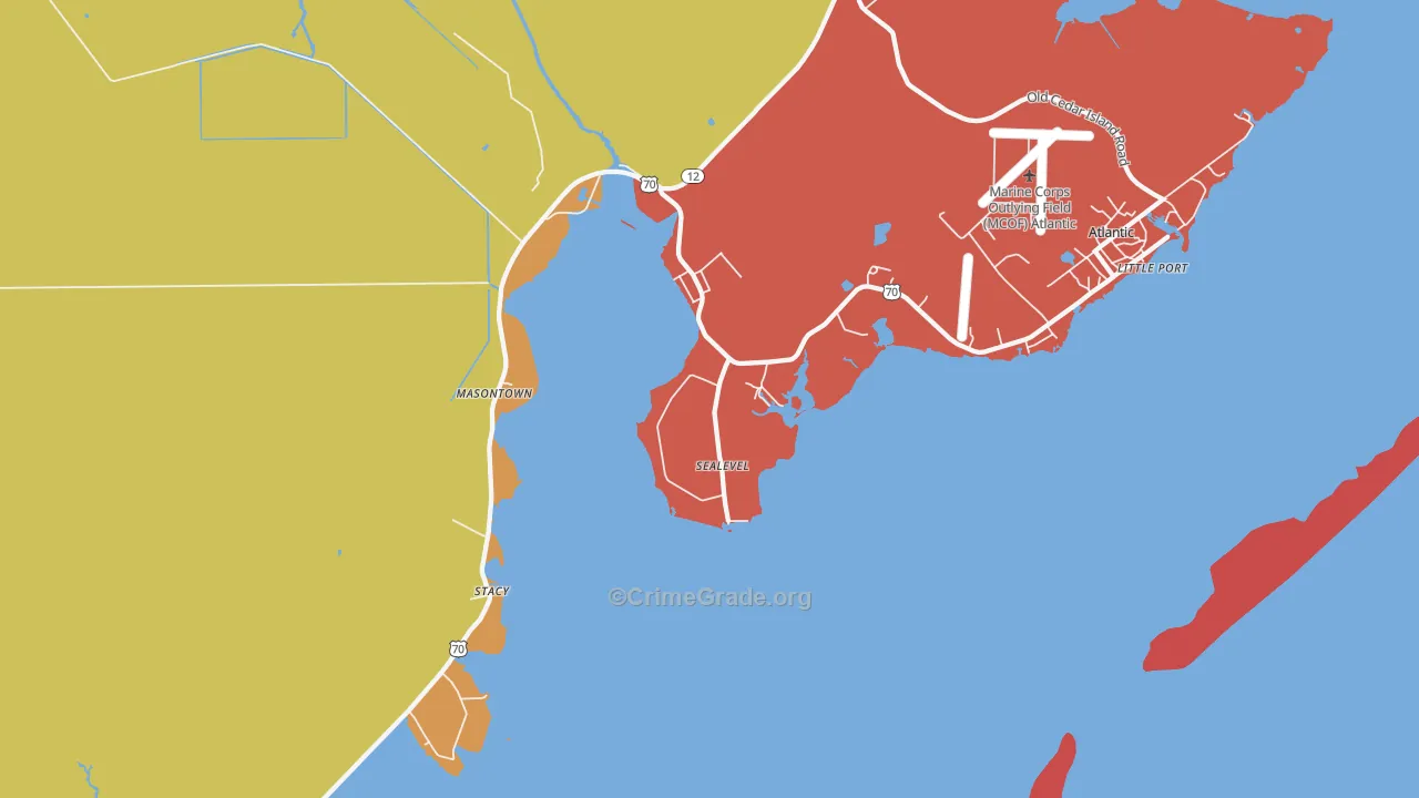 Sealevel, NC Map of Burglary Rates