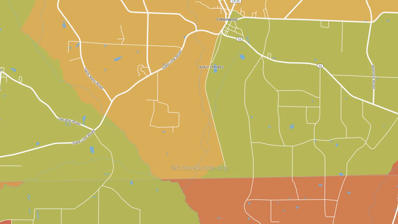 Sealy Springs, AL Map of Burglary Rates