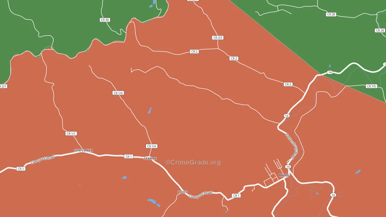 Seaman, WV Map of Burglary Rates