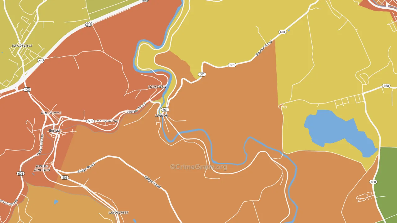 Seanor, PA Map of Burglary Rates