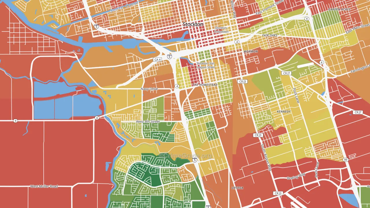 Seaport, Stockton, CA Map of Burglary Rates
