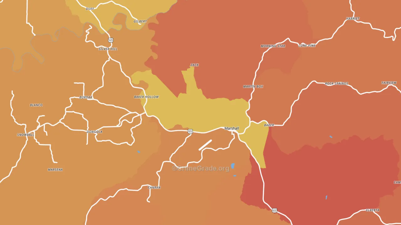 Searcy County, AR Map of Burglary Rates