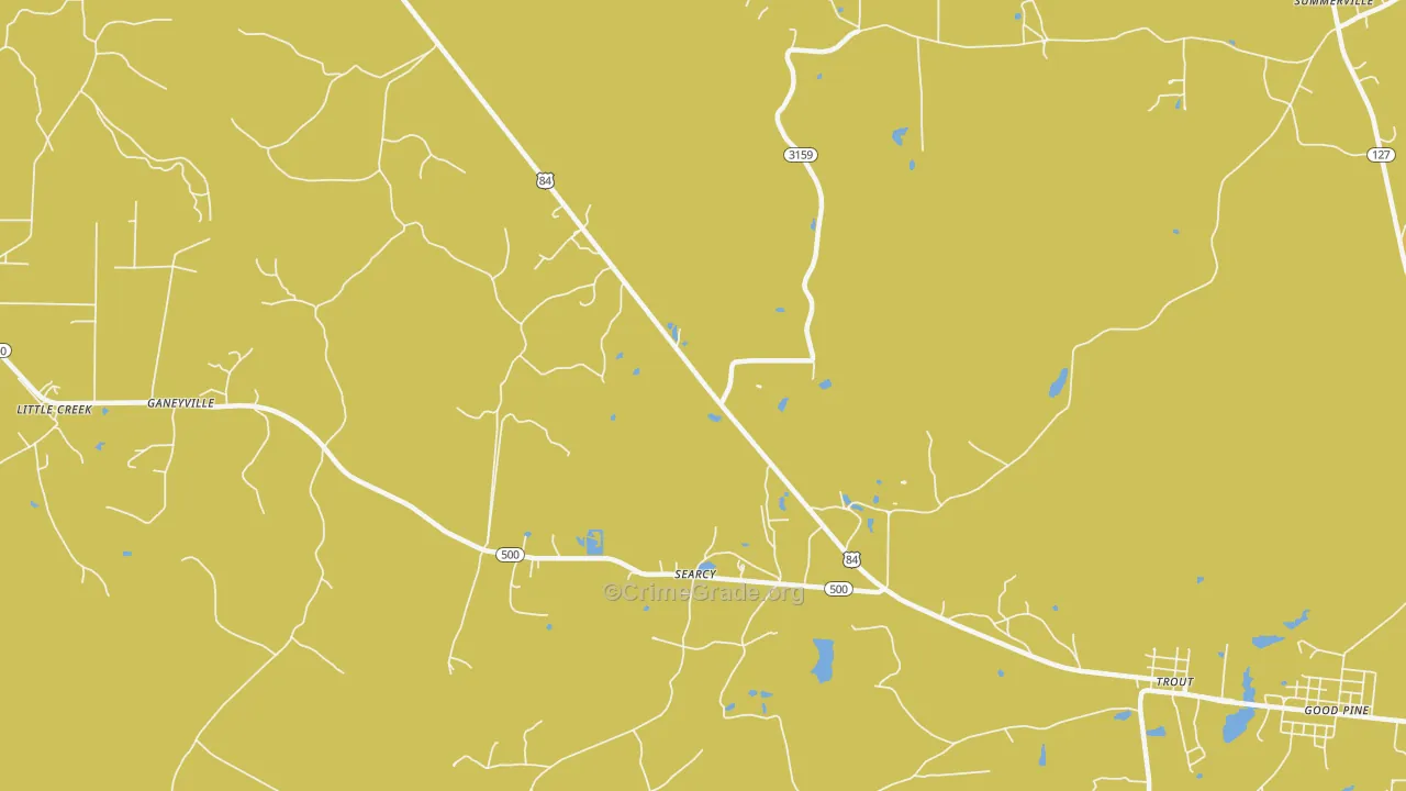 Searcy, LA Map of Burglary Rates