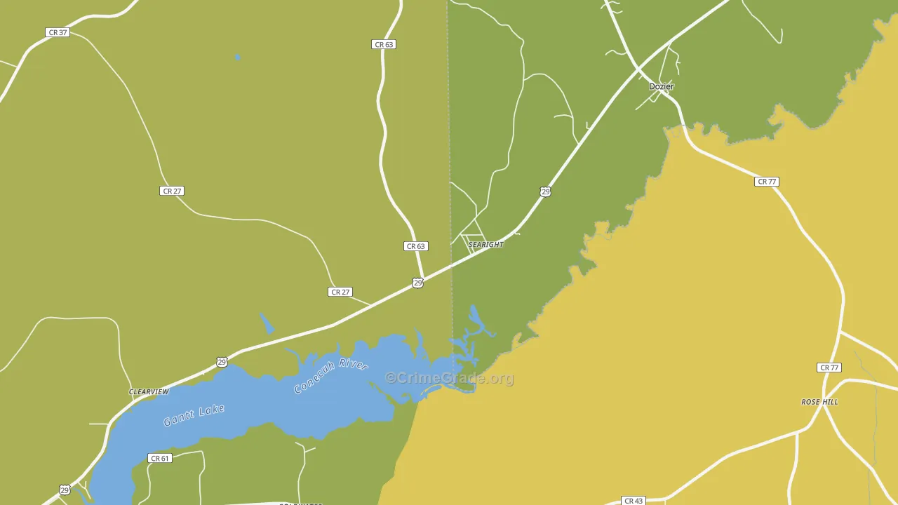 Searight, AL Map of Burglary Rates
