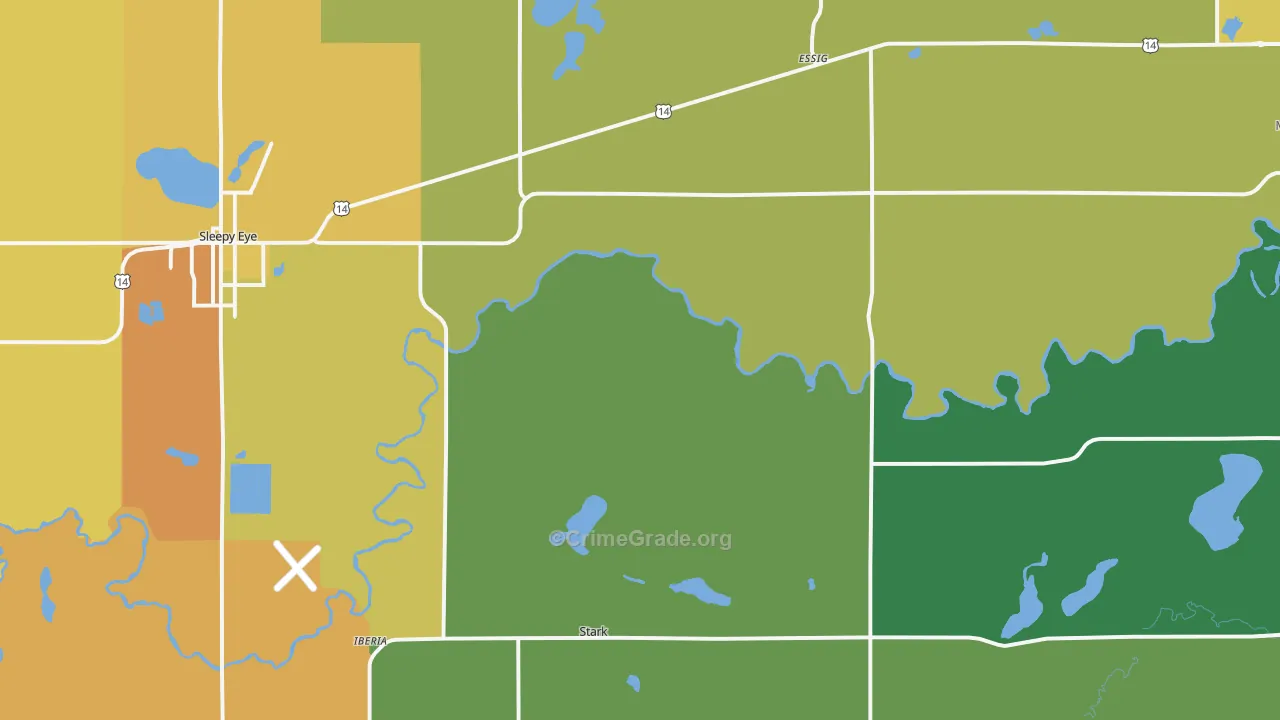 Searles, MN Map of Burglary Rates