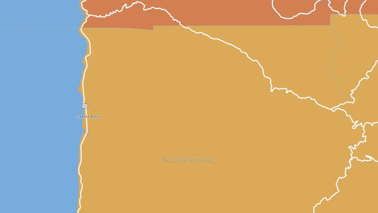 Searose Beach, OR Map of Burglary Rates