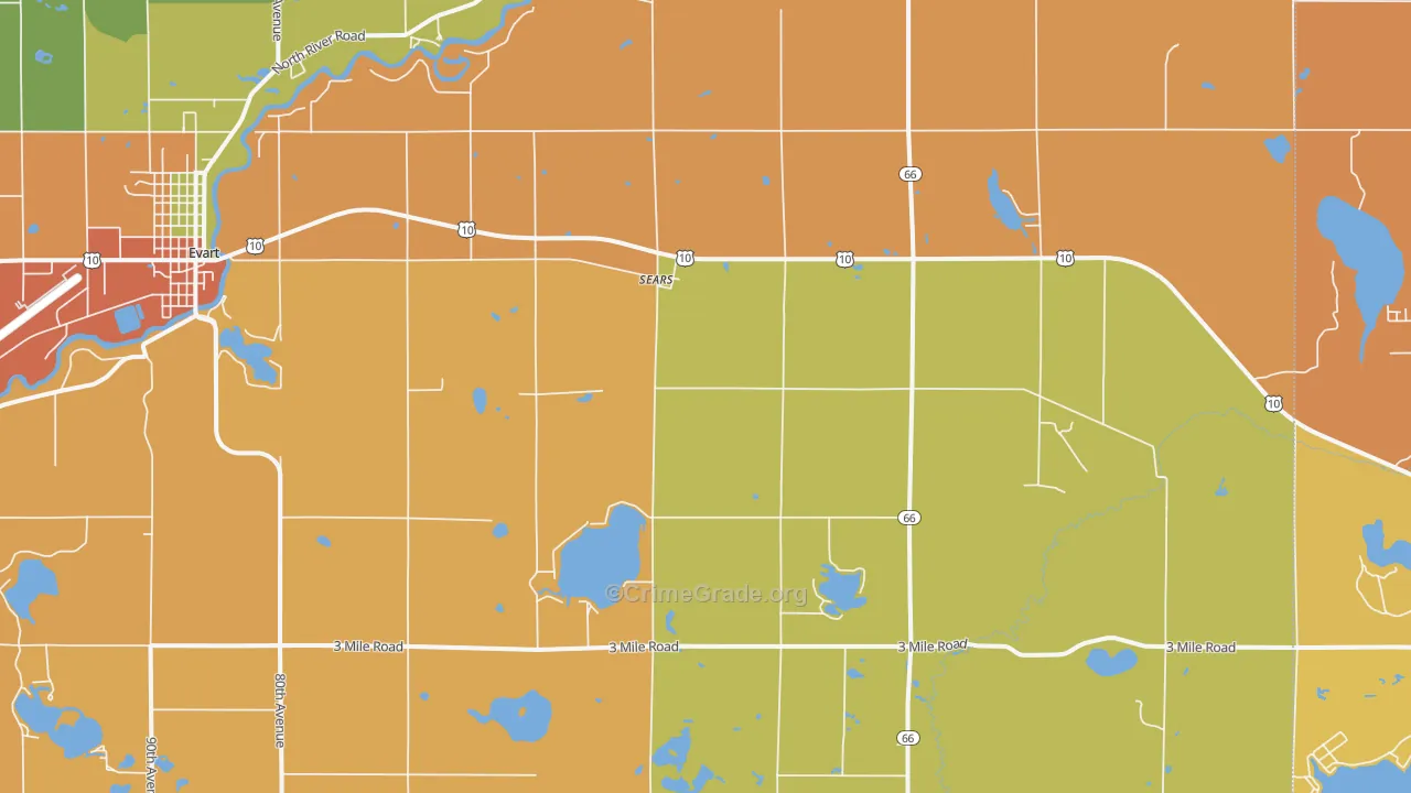 Sears, MI Map of Burglary Rates