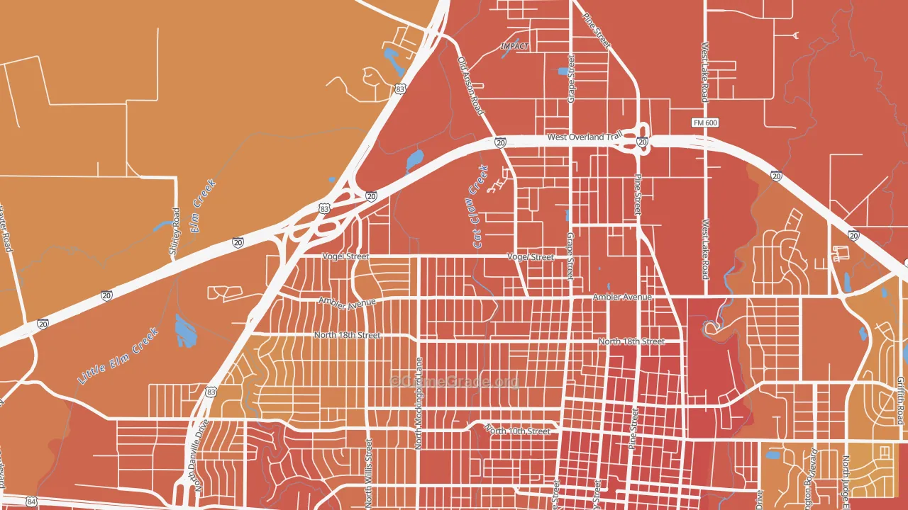 Sears Park Area, Abilene, TX Map of Burglary Rates