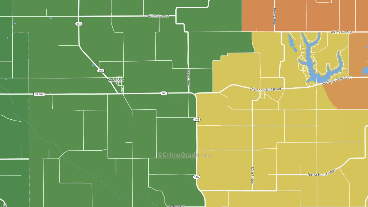 Searsboro, IA Map of Burglary Rates
