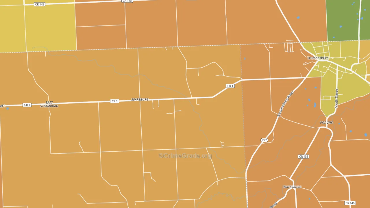 Searsburg, NY Map of Burglary Rates