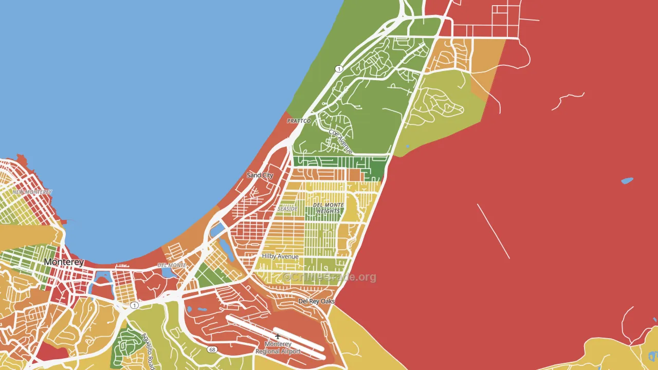 Seaside, CA Map of Burglary Rates
