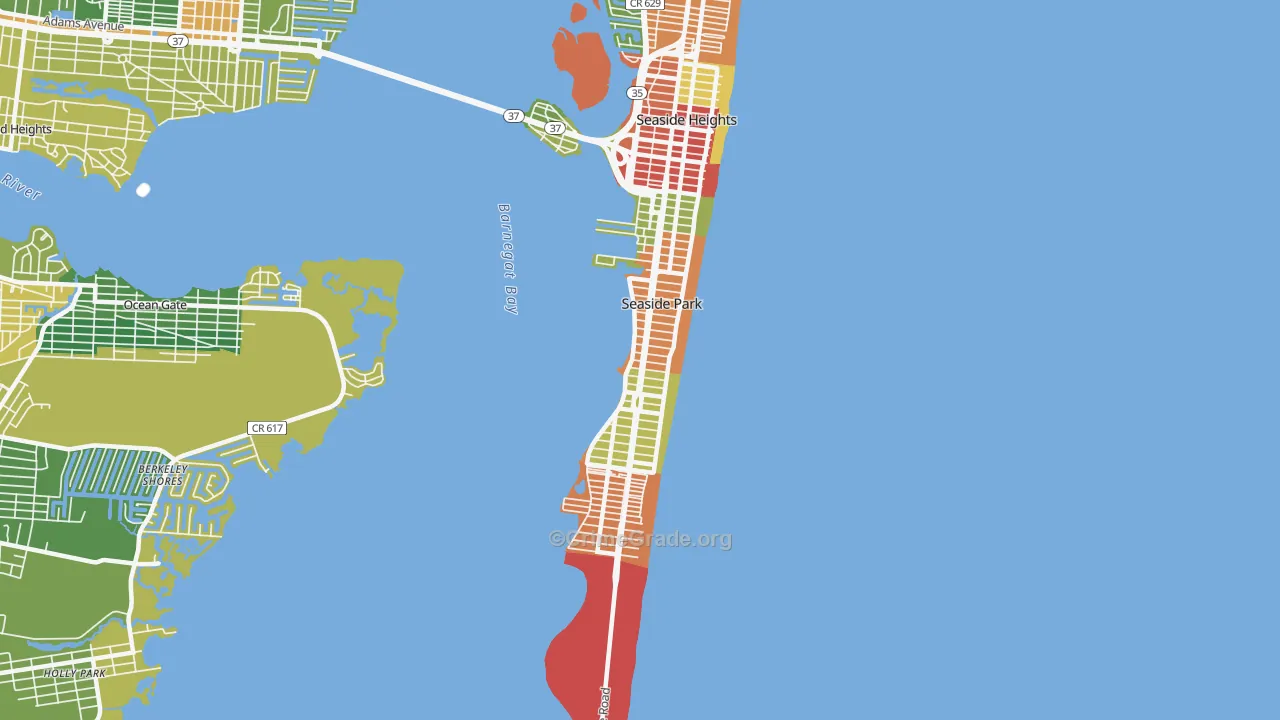 Seaside Park, NJ Map of Burglary Rates