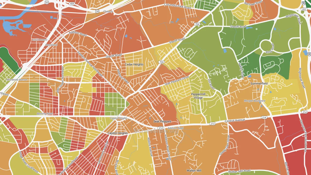 Seat Pleasant, MD Map of Burglary Rates