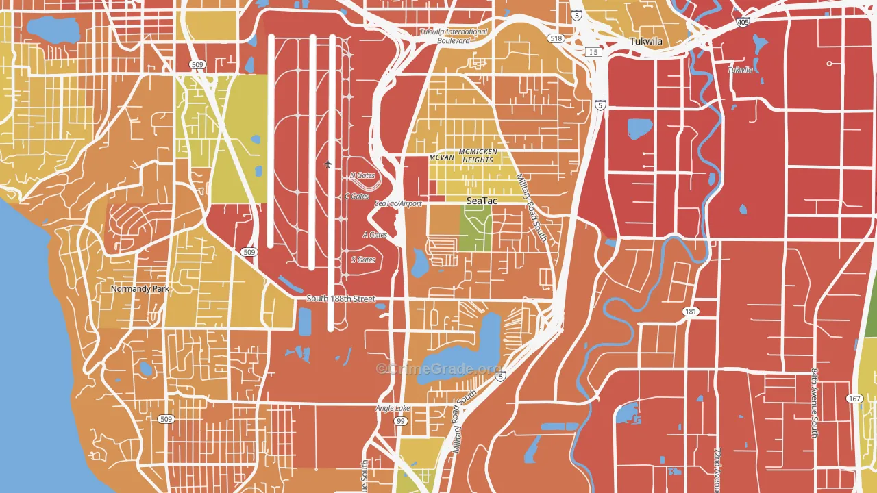 SeaTac, WA Map of Burglary Rates