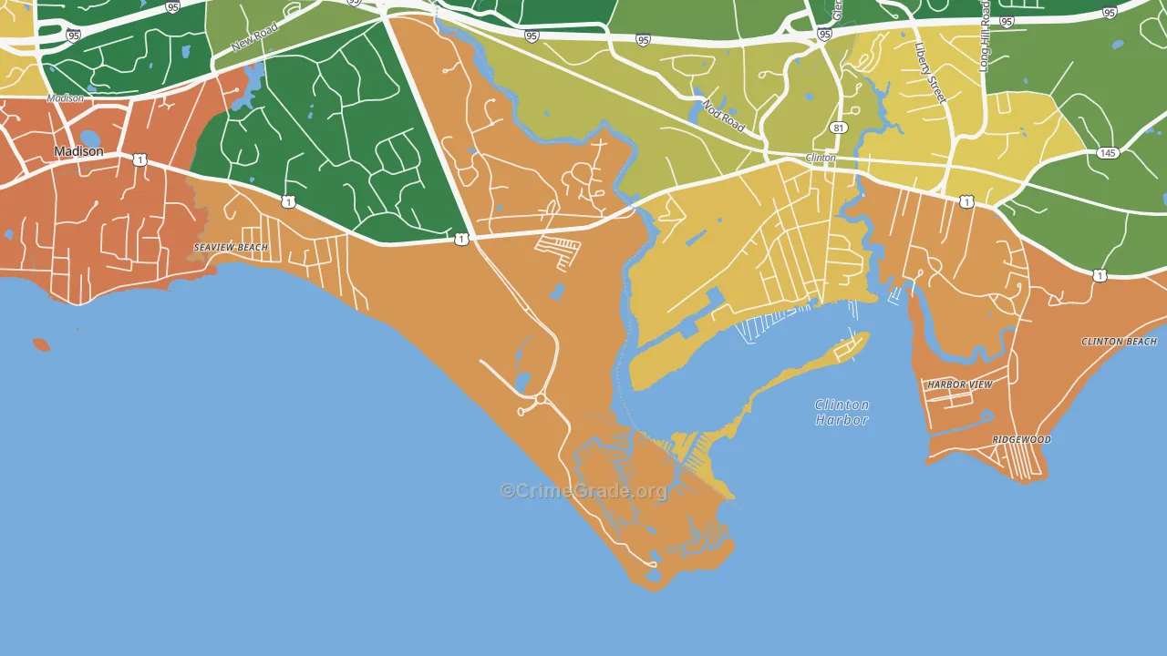 Seaview Beach, CT Map of Burglary Rates
