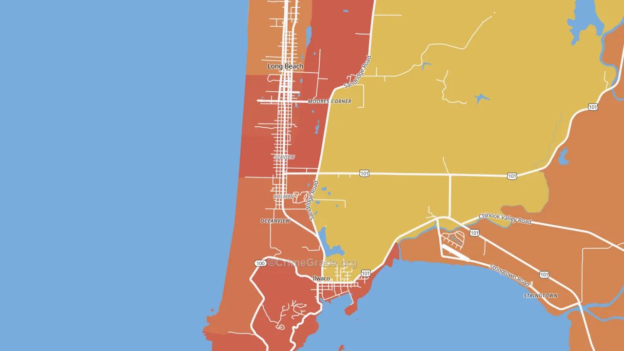 Seaview, WA Map of Burglary Rates