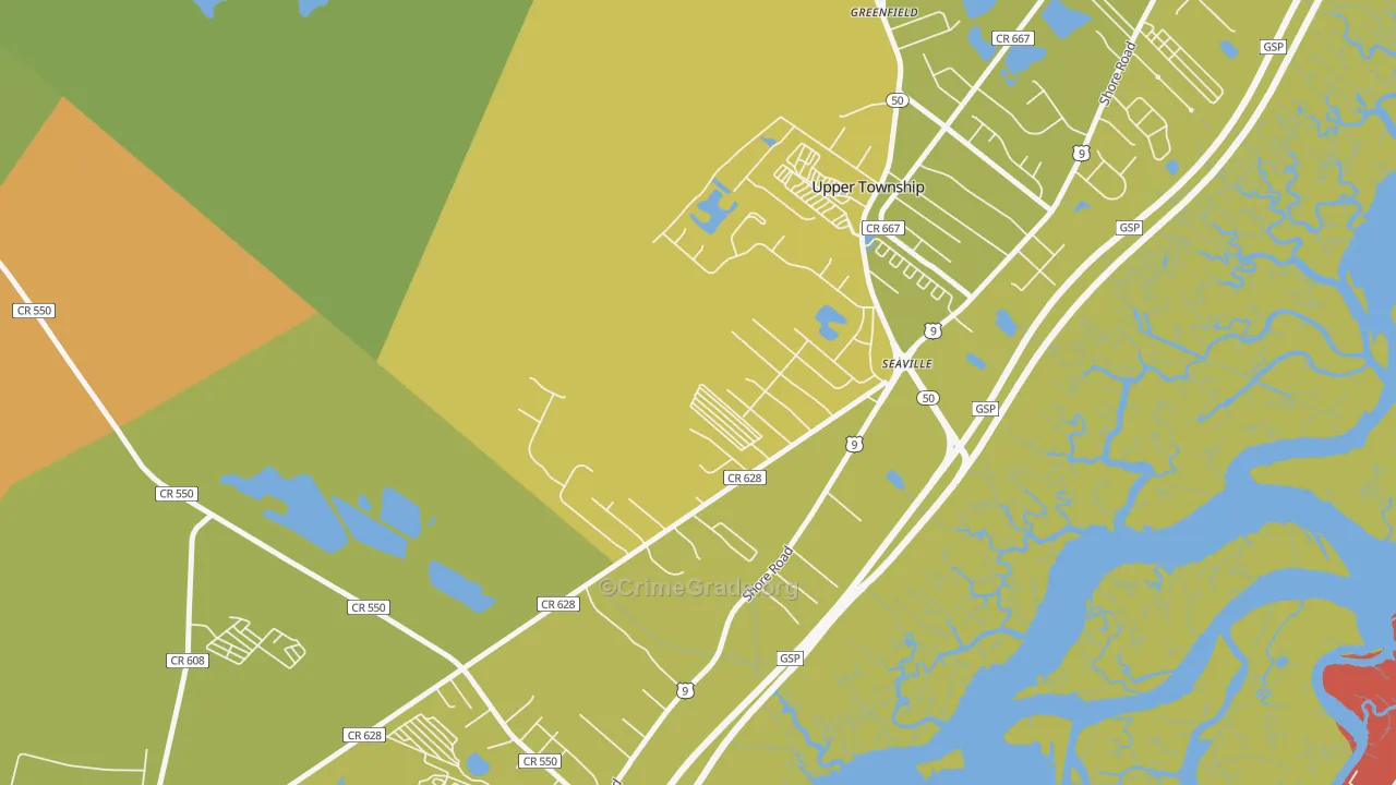Seaville, NJ Map of Burglary Rates