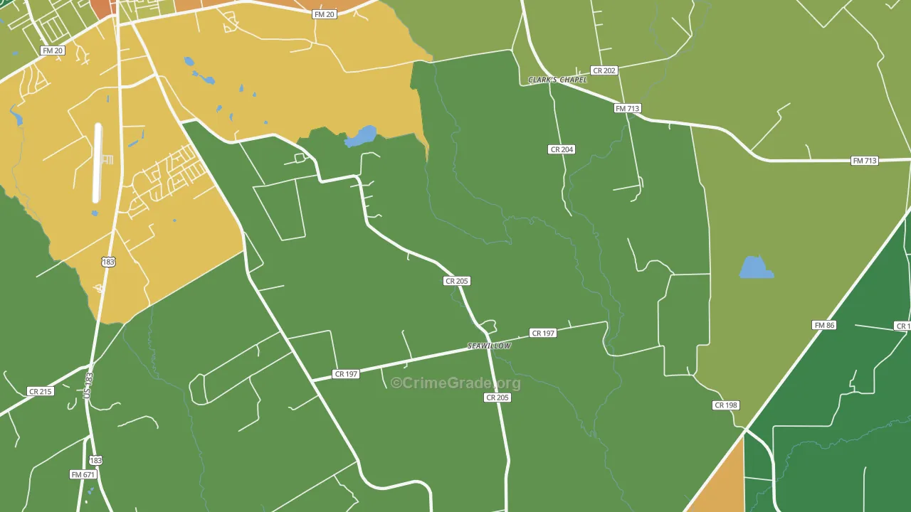 Seawillow, TX Map of Burglary Rates