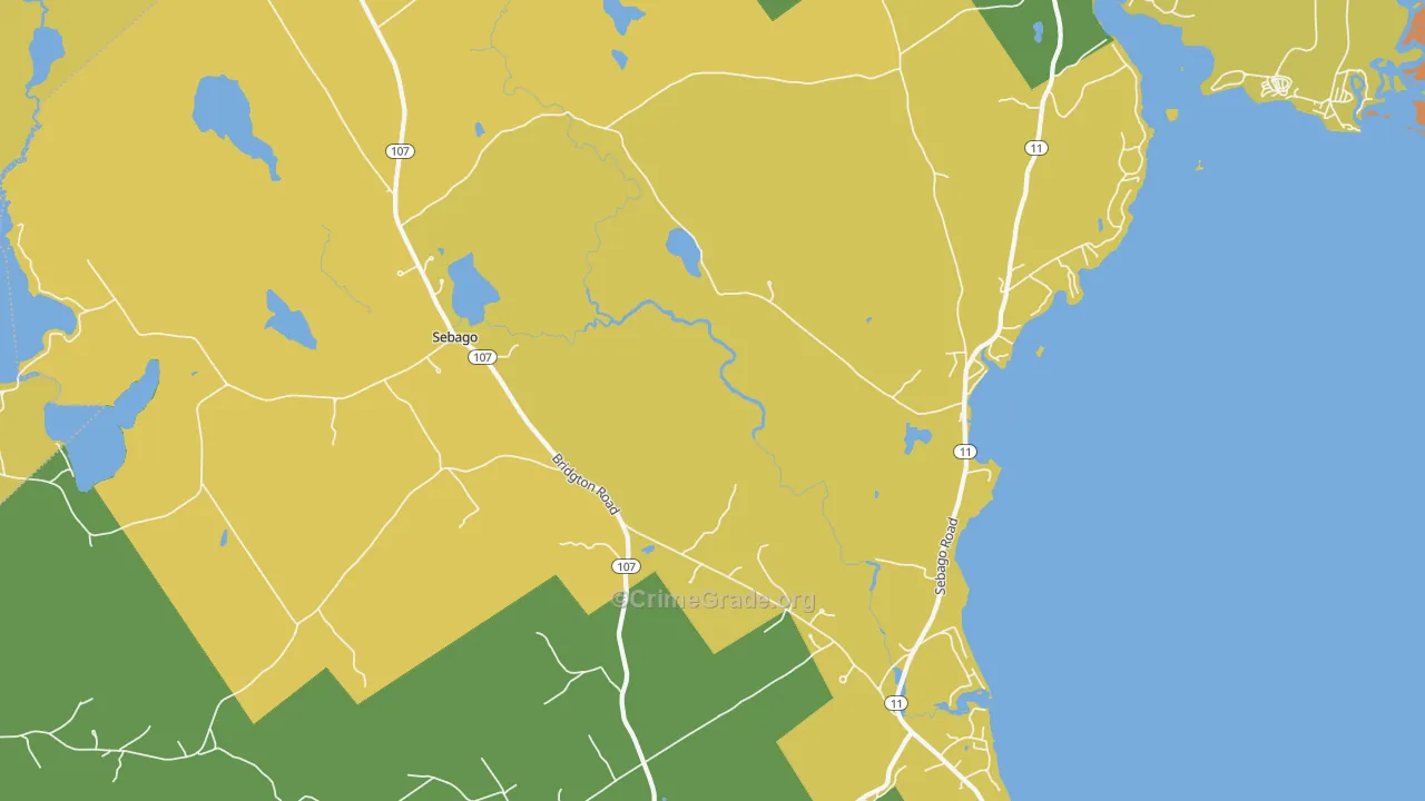 Sebago, ME Map of Burglary Rates