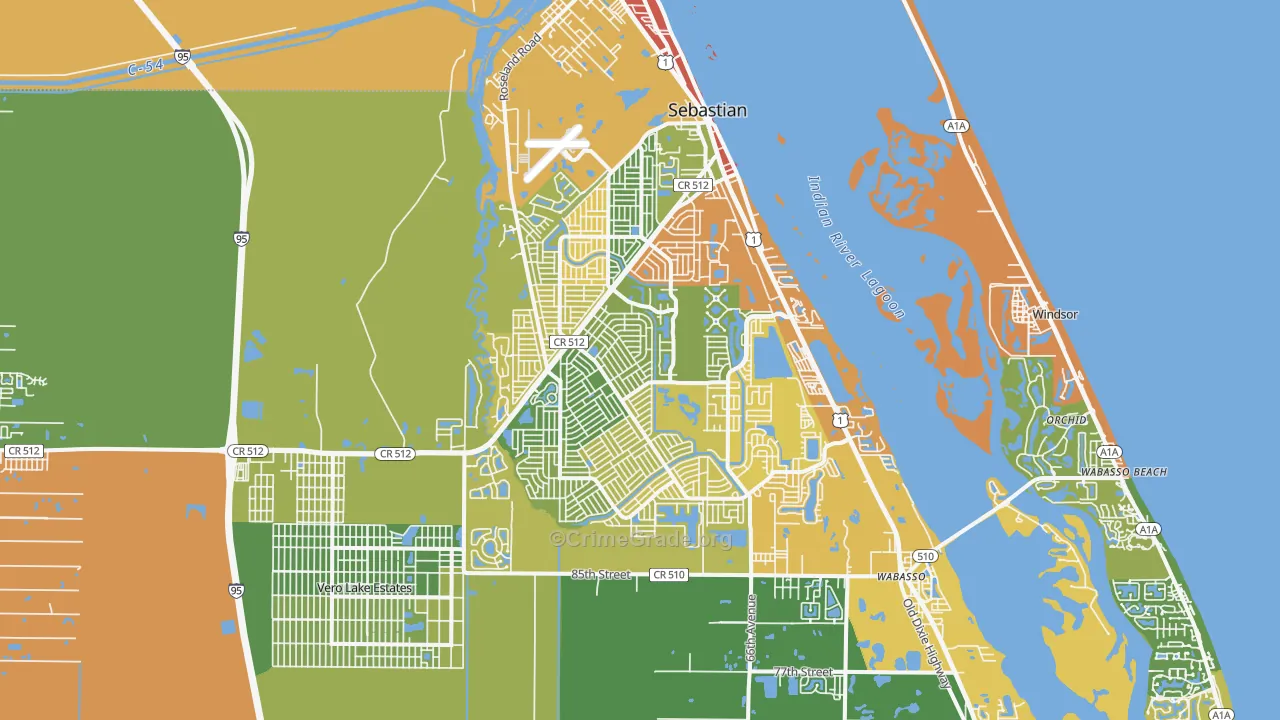 Sebastian, FL Map of Burglary Rates