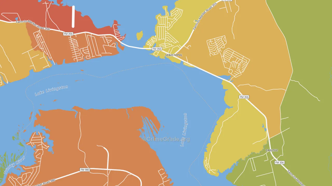 Sebastopol, TX Map of Burglary Rates