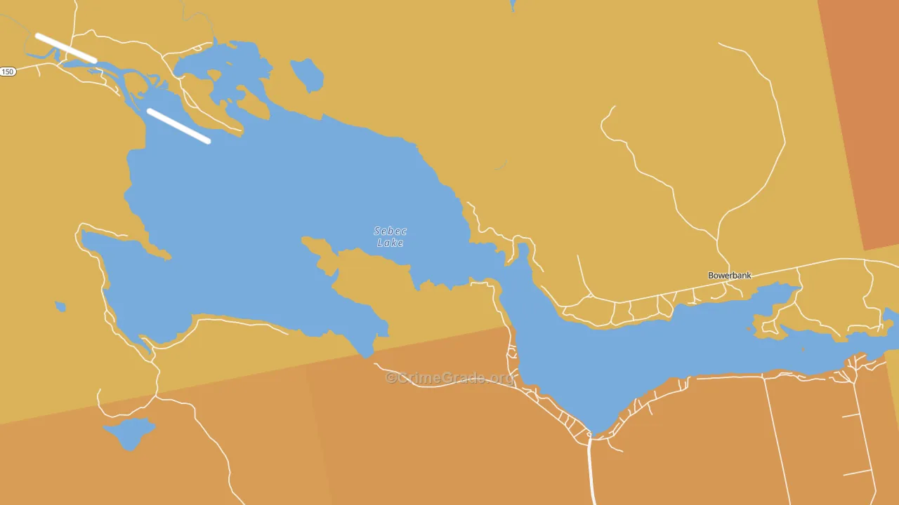Sebec Lake, ME Map of Burglary Rates