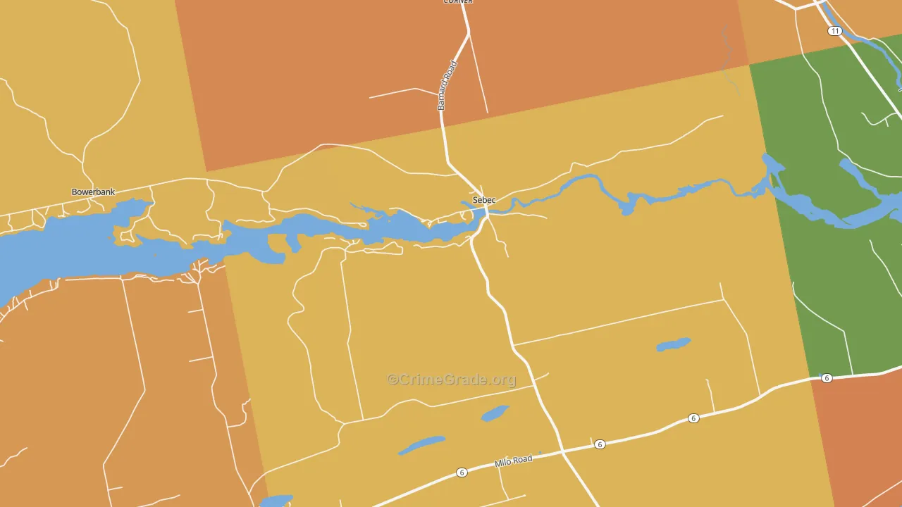 Sebec, ME Map of Burglary Rates