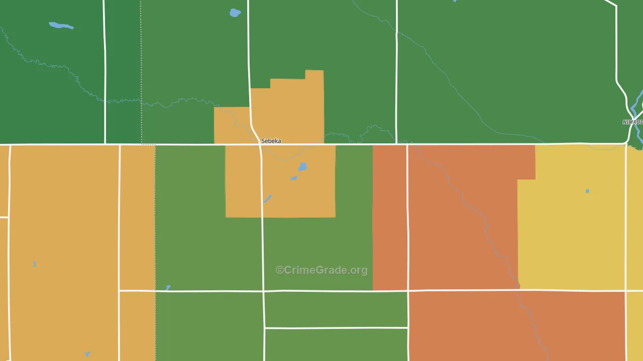 Sebeka, MN Map of Burglary Rates