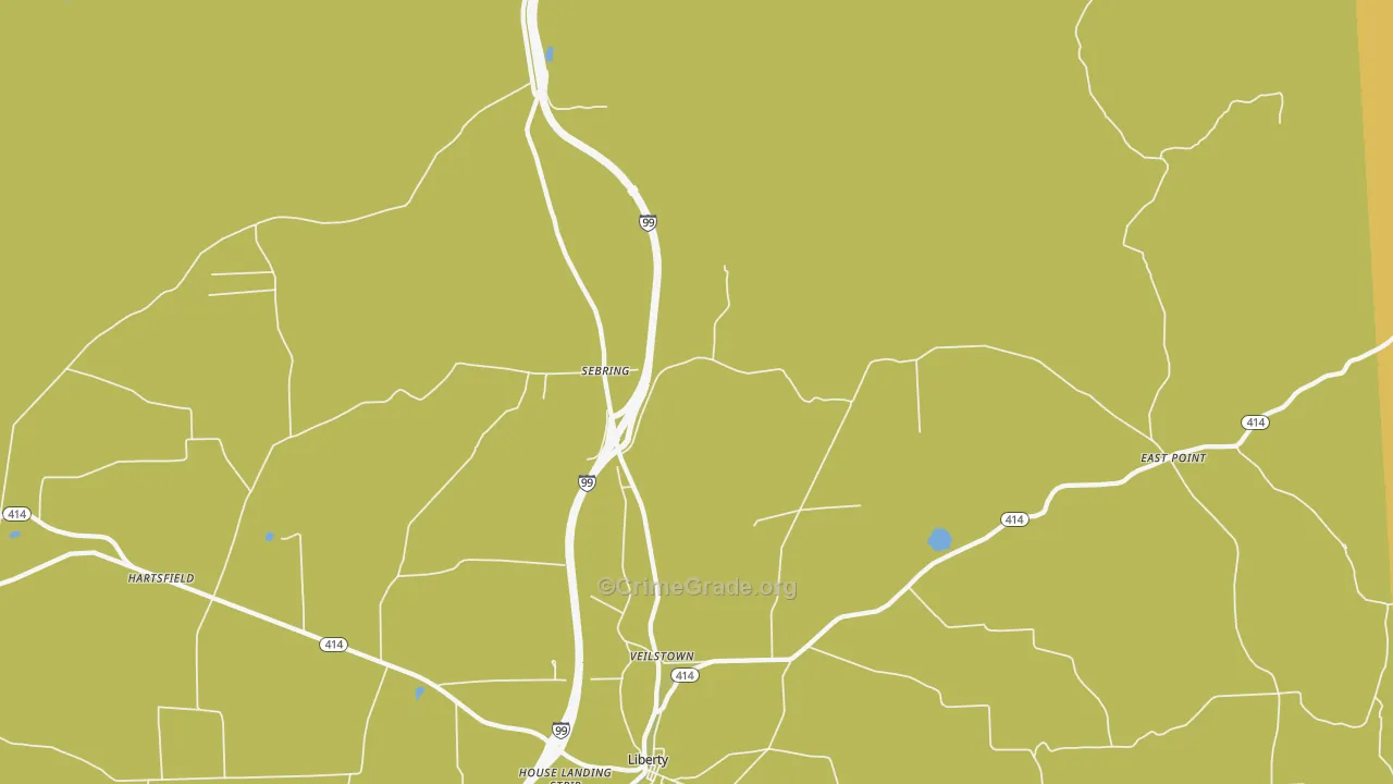 Sebring, PA Map of Burglary Rates