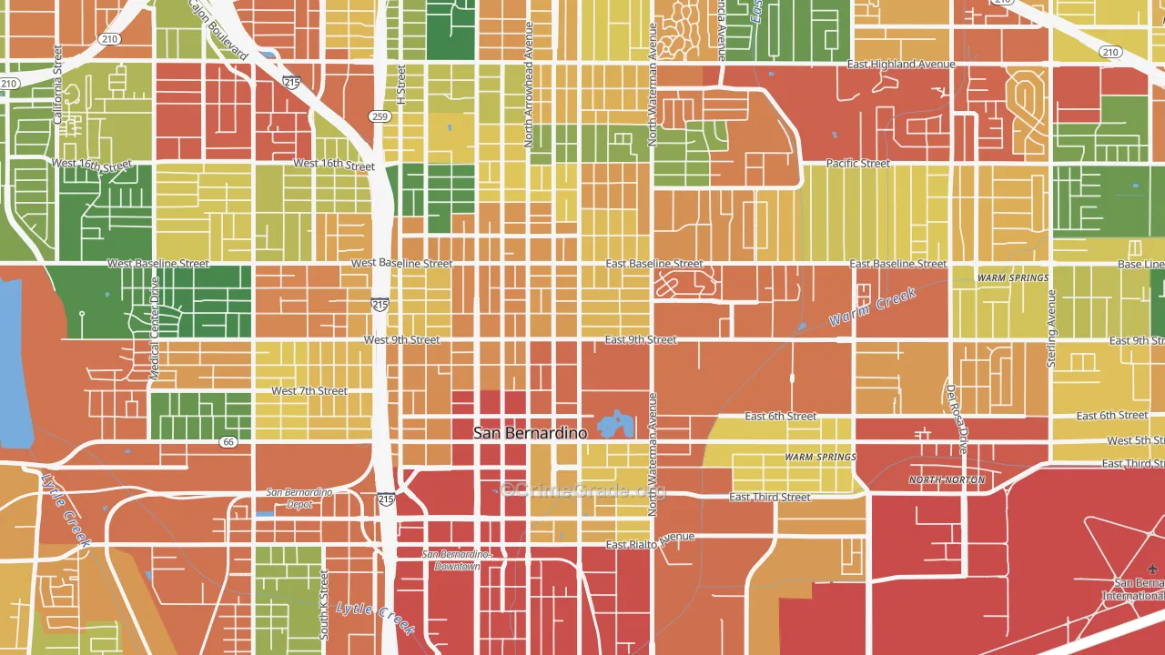 Seccombe Lane, San Bernardino, CA Map of Burglary Rates