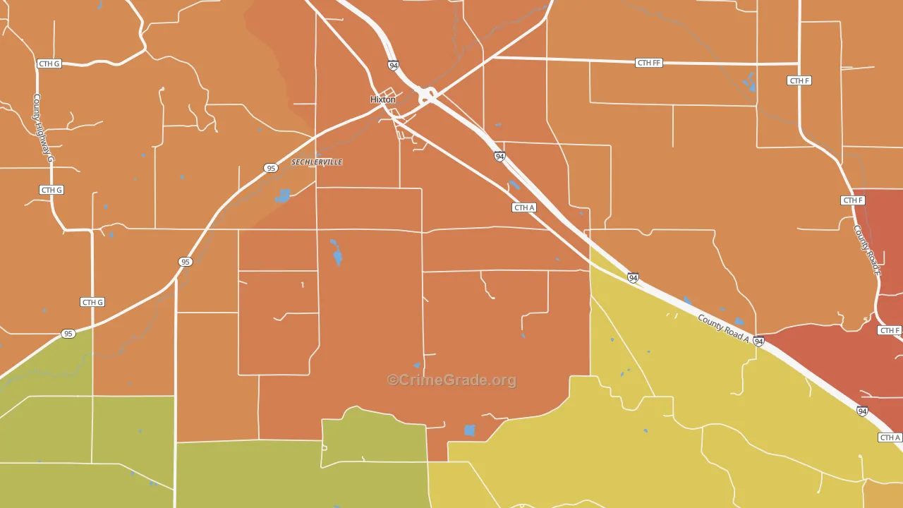 Sechlerville, WI Map of Burglary Rates