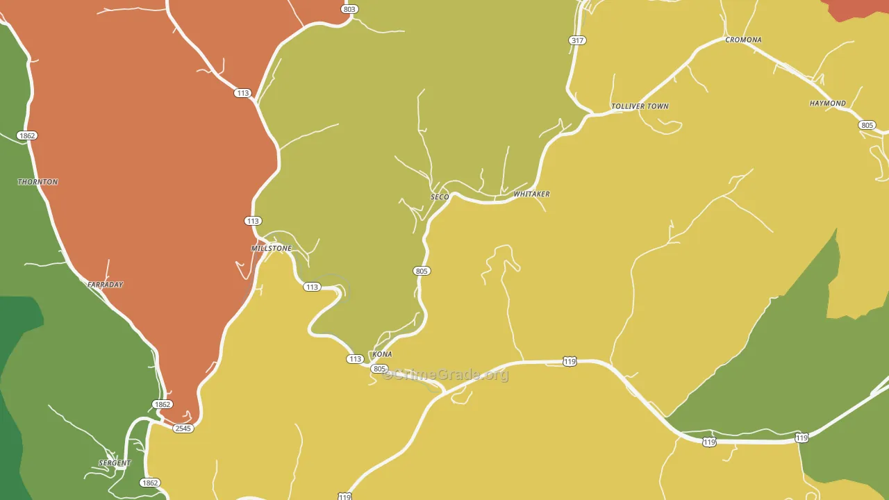 Seco, KY Map of Burglary Rates