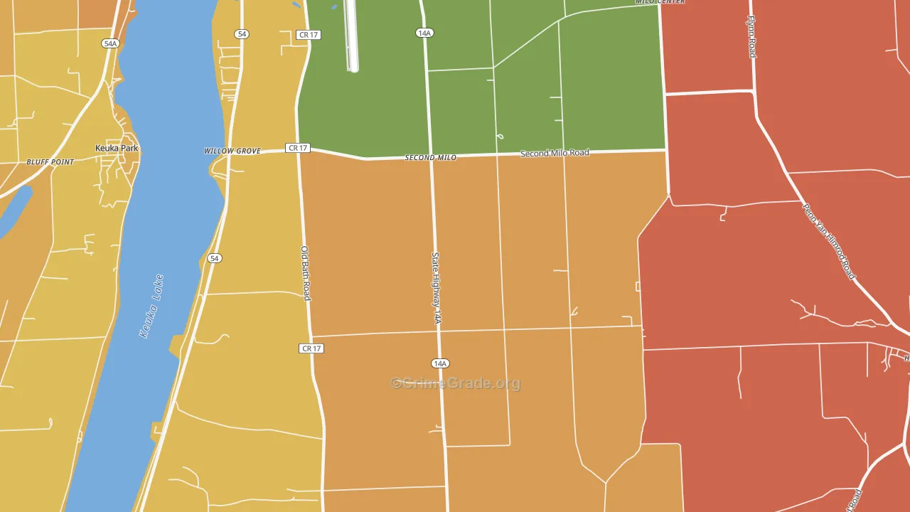 Second Milo, NY Map of Burglary Rates