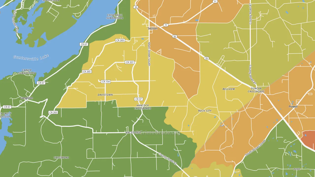 Section, AL Map of Burglary Rates