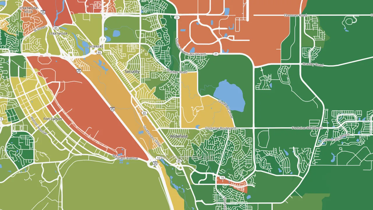 Security-Widefield, CO Map of Burglary Rates