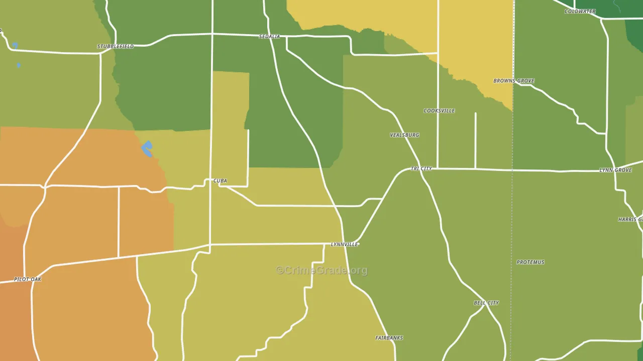 Sedalia, KY Map of Burglary Rates