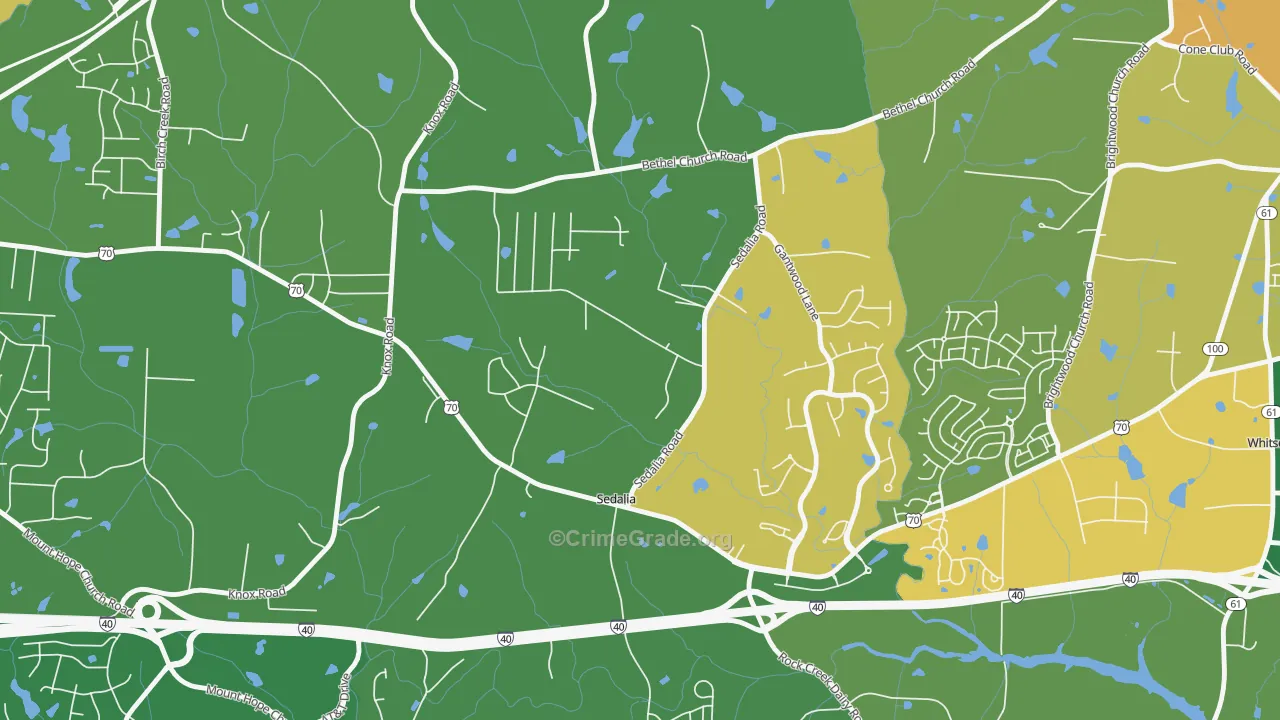 Sedalia, NC Map of Burglary Rates