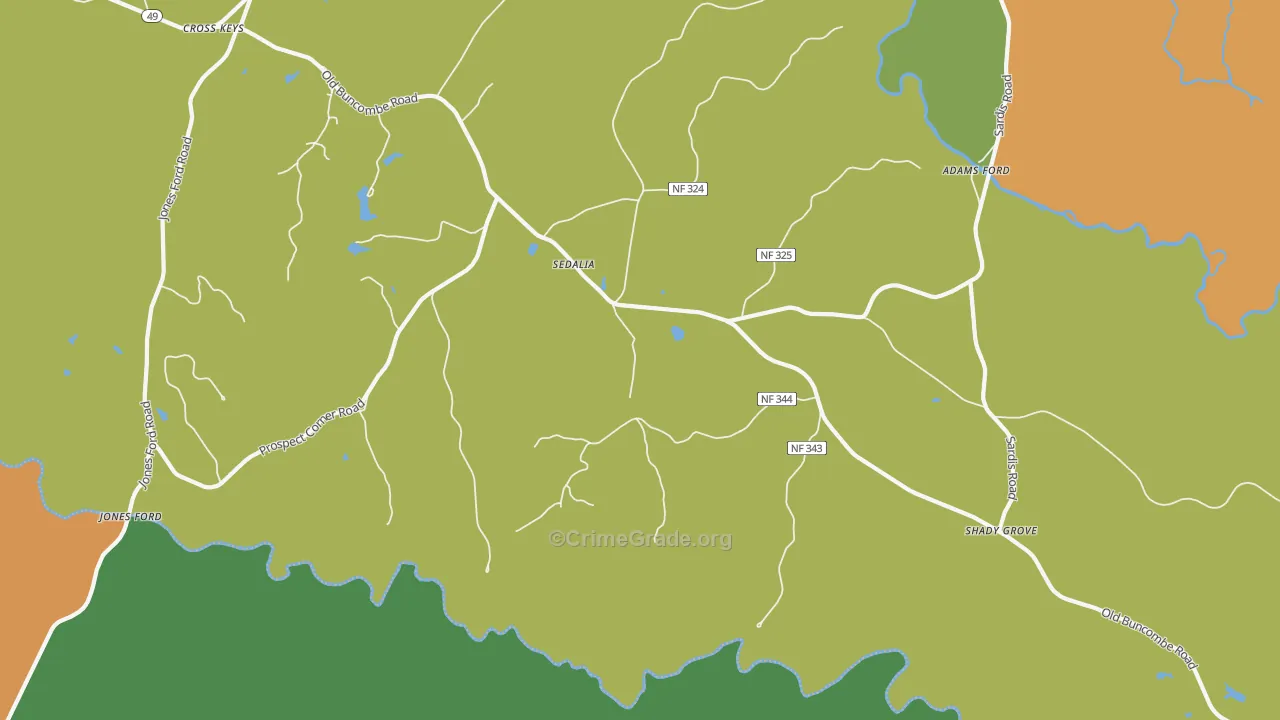 Sedalia, SC Map of Burglary Rates