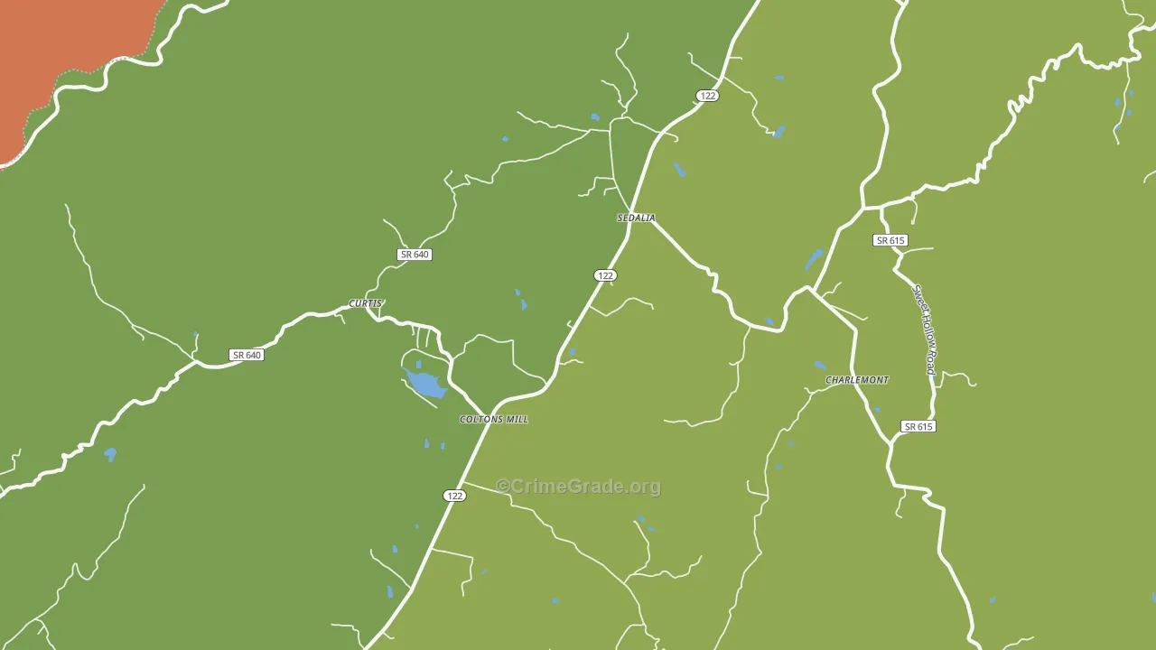 Sedalia, VA Map of Burglary Rates