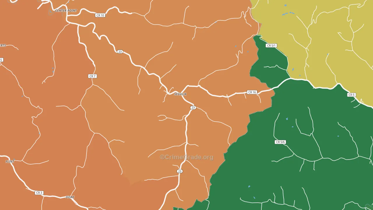 Sedalia, WV Map of Burglary Rates