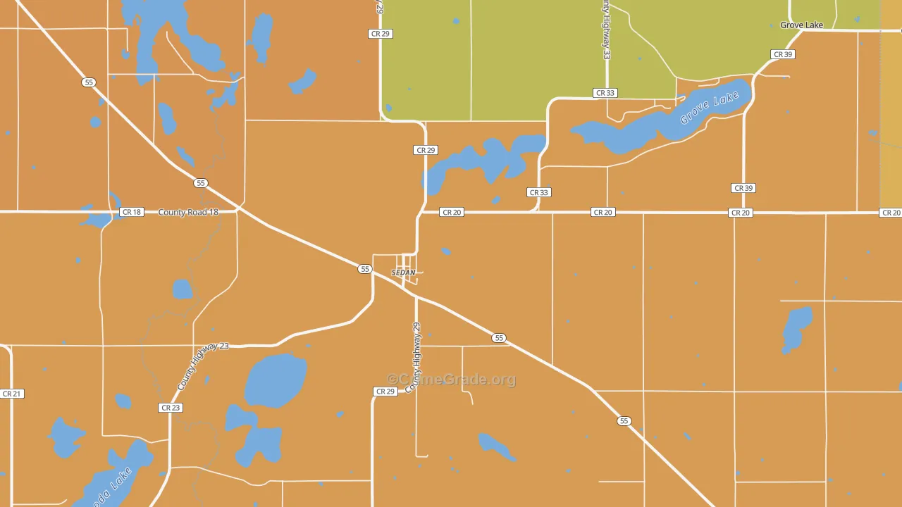 Sedan, MN Map of Burglary Rates
