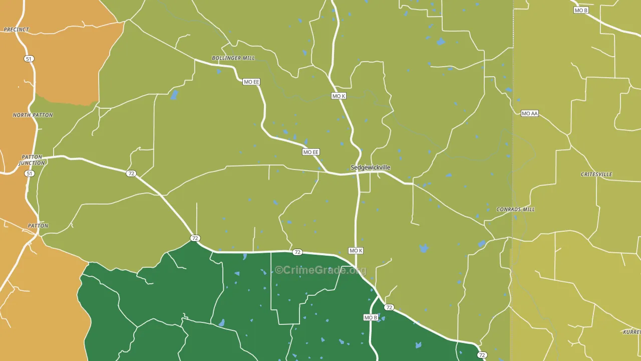 Sedgewickville, MO Map of Burglary Rates