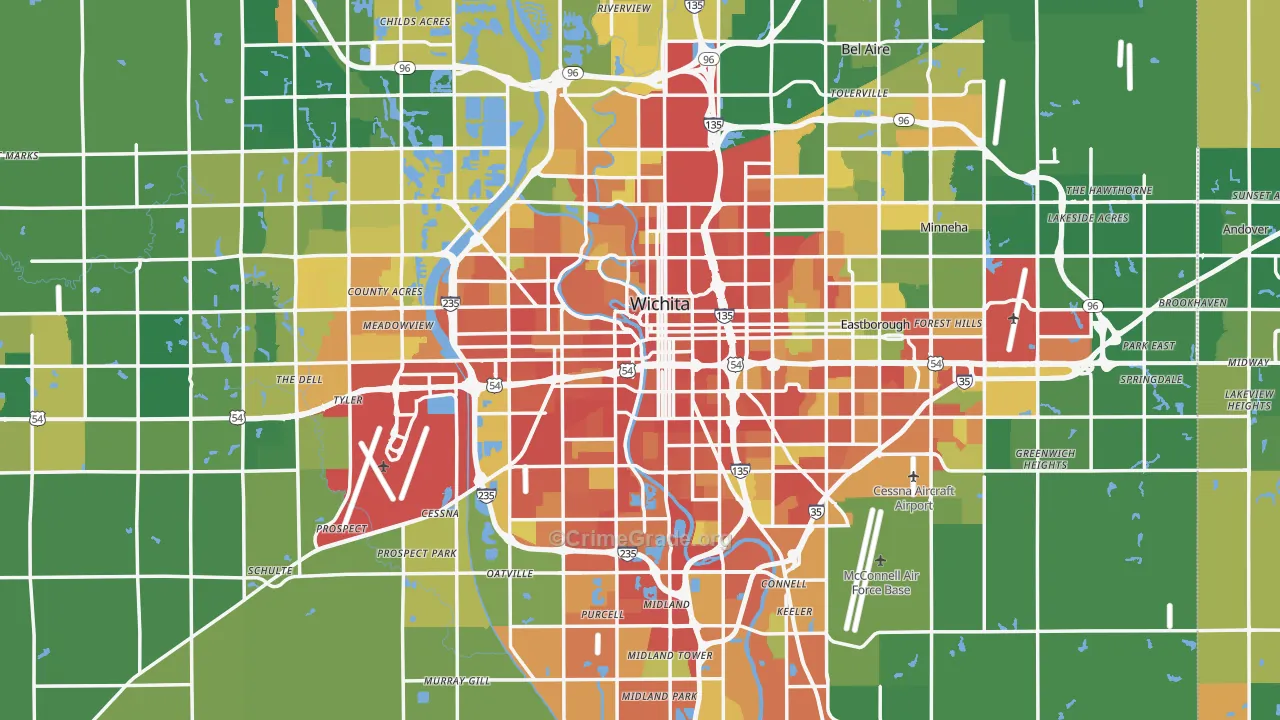 Sedgwick County, KS Map of Burglary Rates
