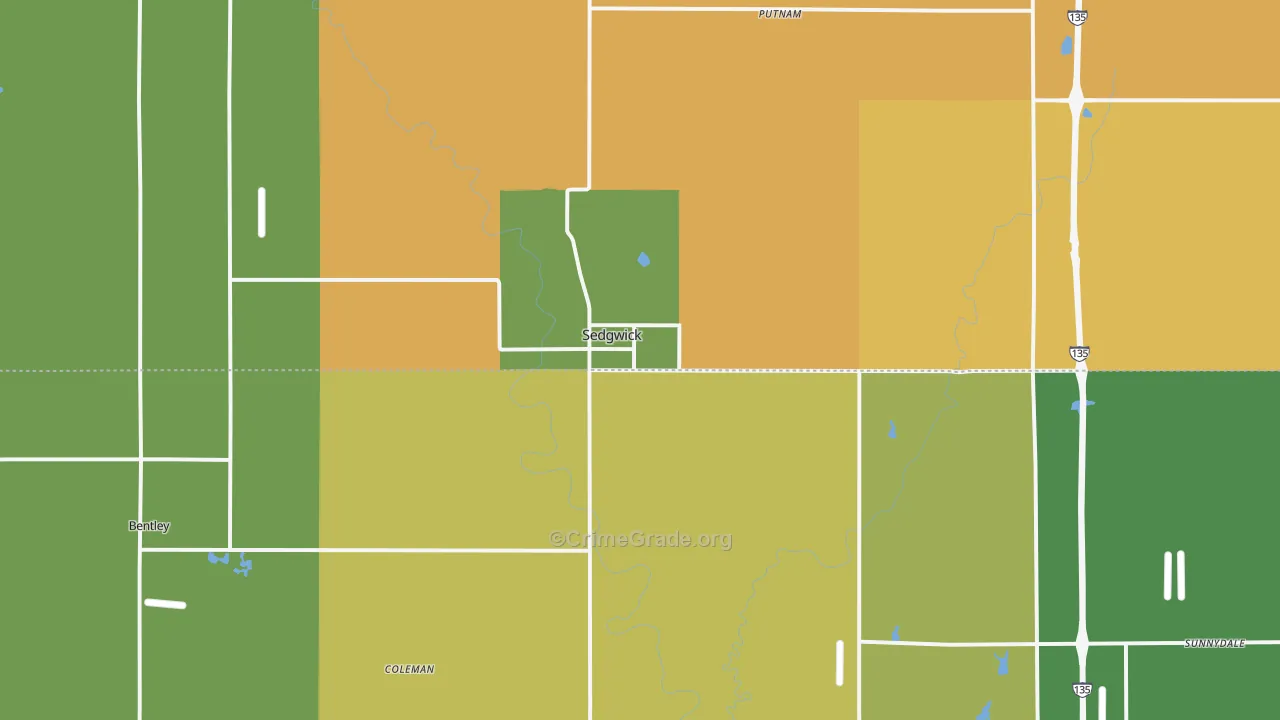 Sedgwick, KS Map of Burglary Rates