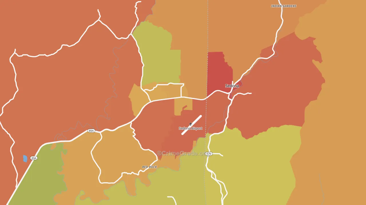 Sedona, AZ Map of Burglary Rates