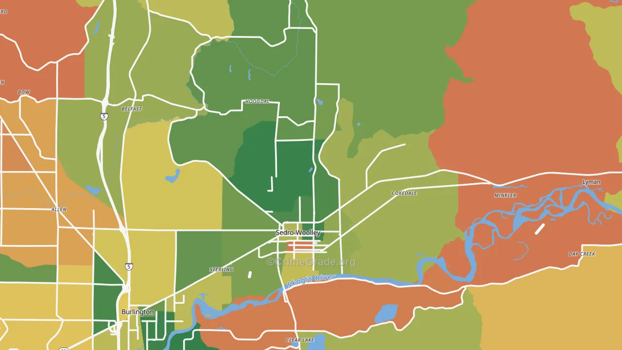 Sedro-Woolley, WA Map of Burglary Rates