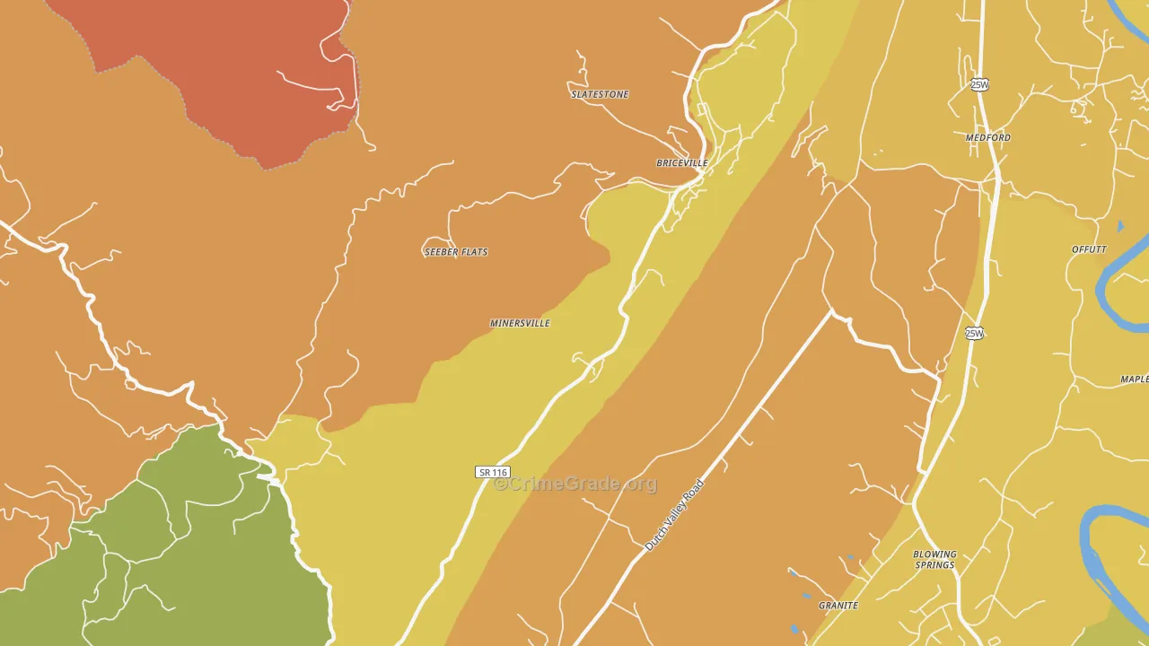 Seeber Flats, TN Map of Burglary Rates