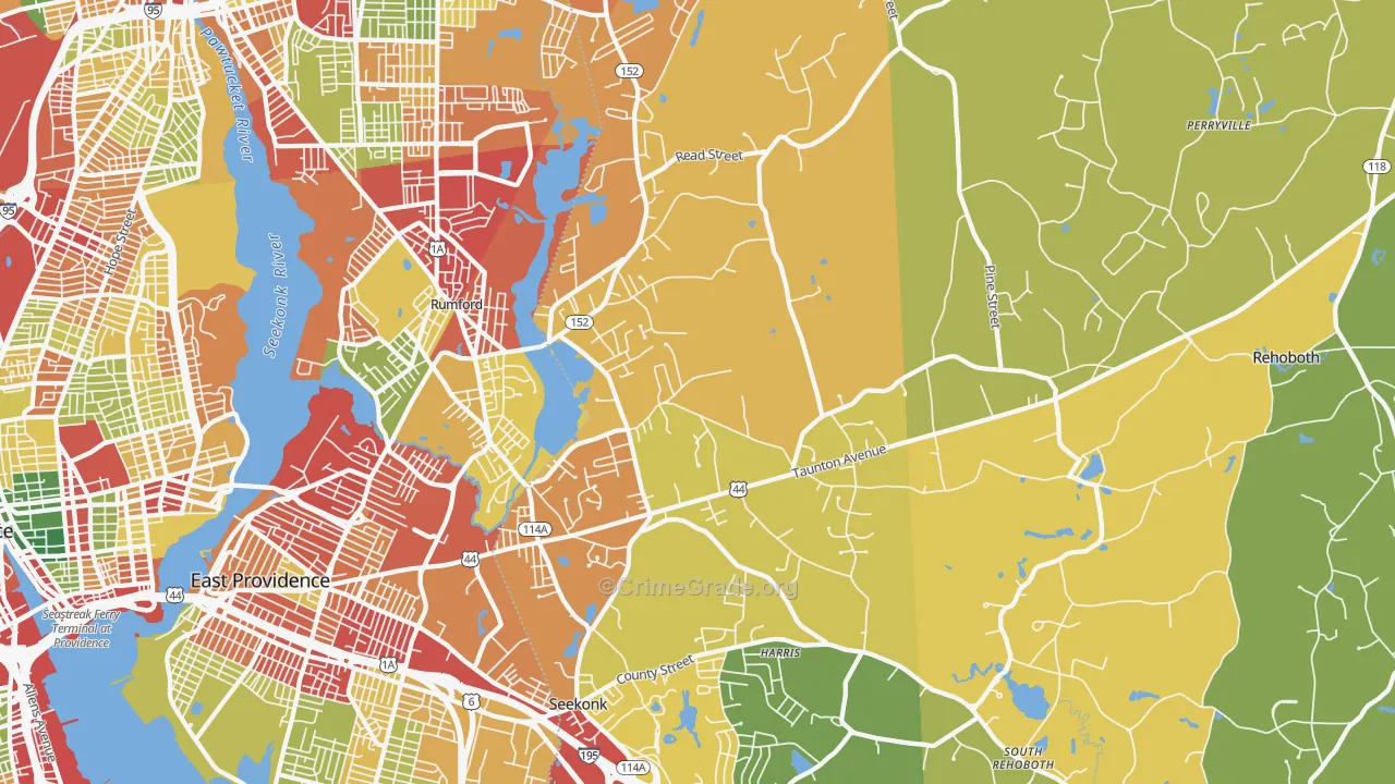 Seekonk, MA Map of Burglary Rates