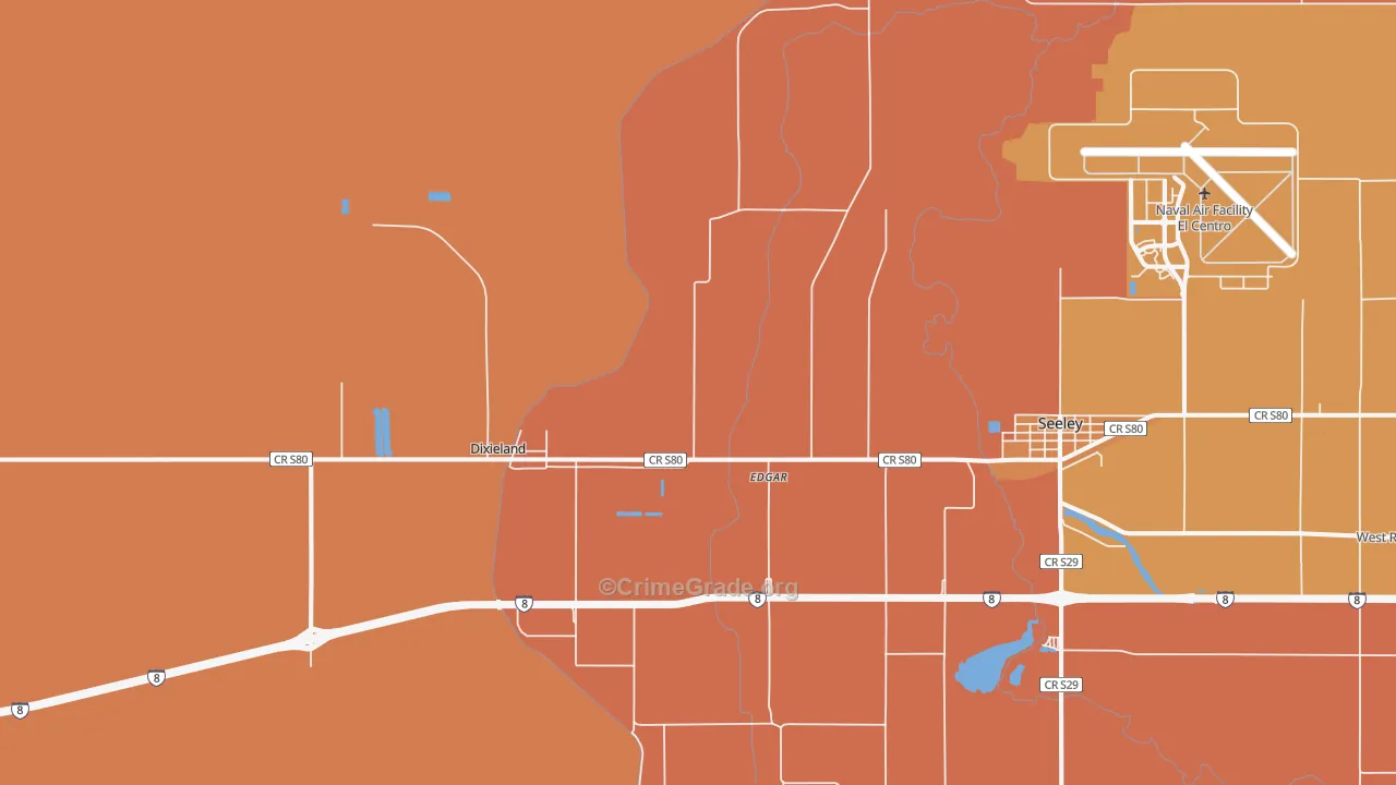 Seeley, CA Map of Burglary Rates