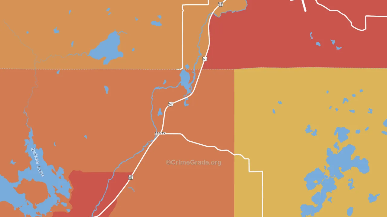 Seeleys, WI Map of Burglary Rates